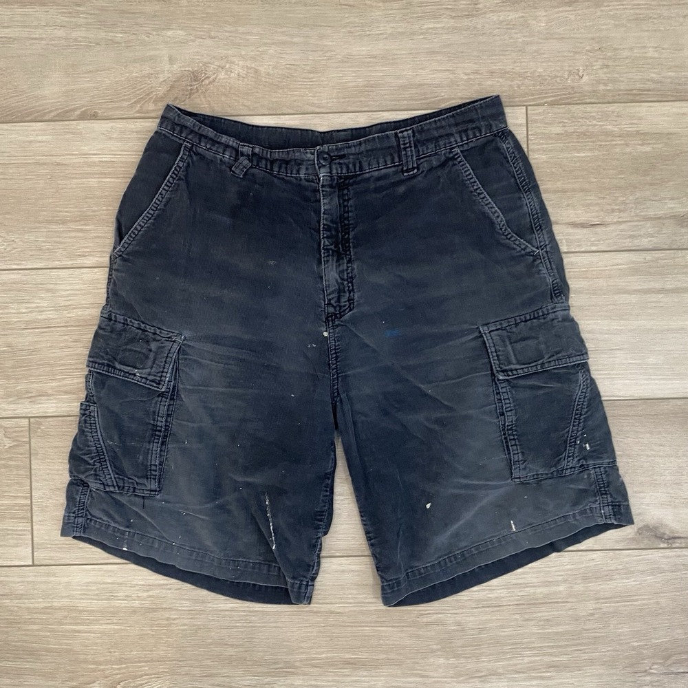 Vintage OP Surfer Skater Faded Black Distressed Corduroy Shorts Mens Size 34x10